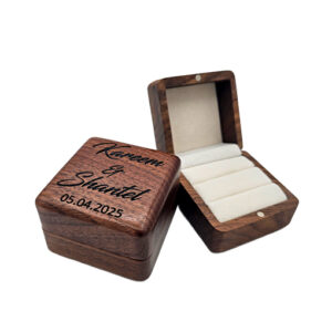 Custom Ring Box | DOUBLE Ring Holder | Curved Edge | Walnut