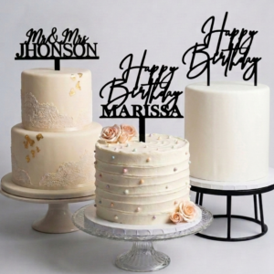 Custom Acrylic Cake Toppers | 6" Wide | Black